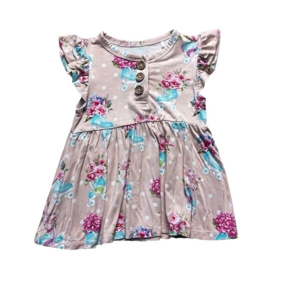 Posh Peanut Other - Posh Peanut Polka Dot Floral Roller Skate Tunic/Dress Size 18-24 Months
